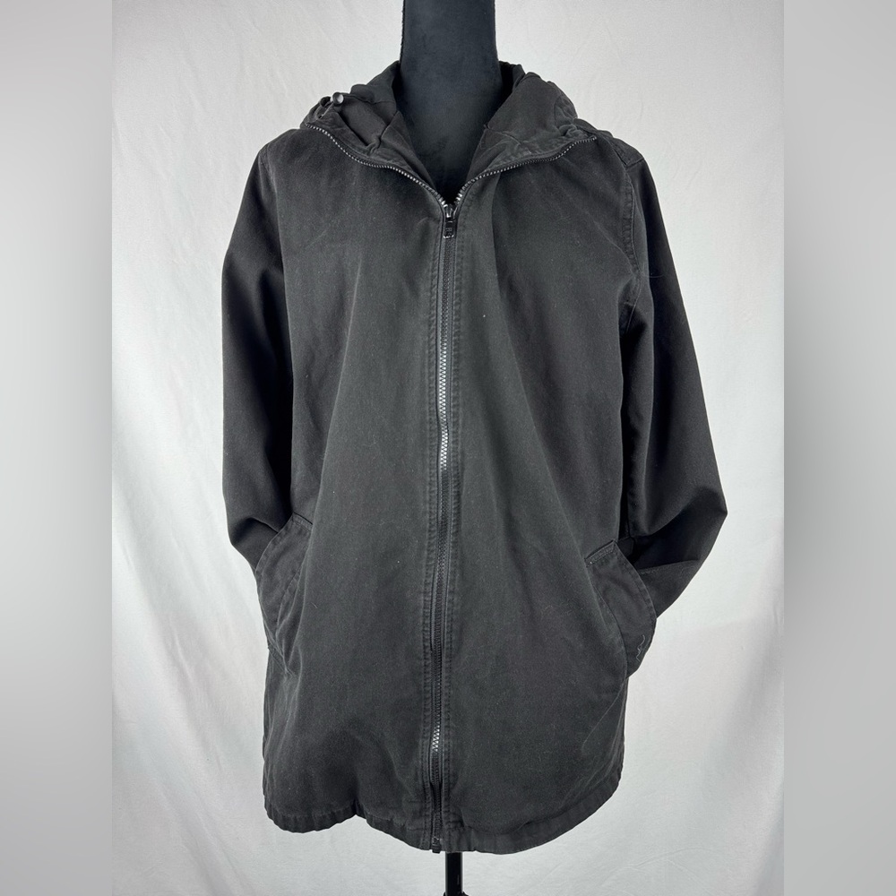 ASOS Black 100% Cotton Canvas Full Zip Hooded Jacket